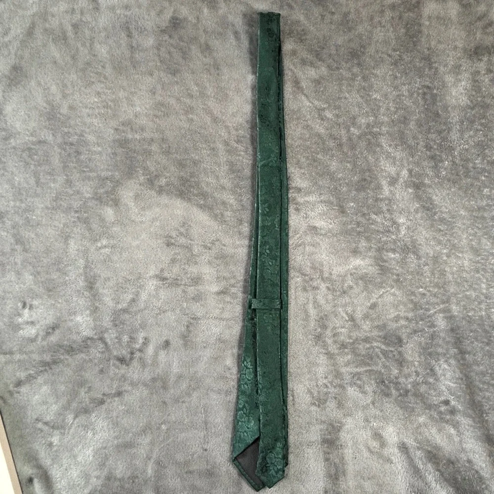 Jemygins Mens Green Floral Silk Blend Tie Pocket Square Tie Clip Set Hand Made